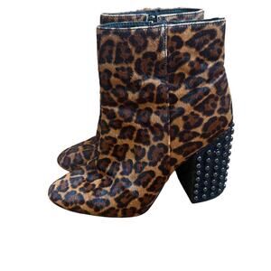 Jessica Simpson leather cheetah print studded heel booties SIZE 8.5